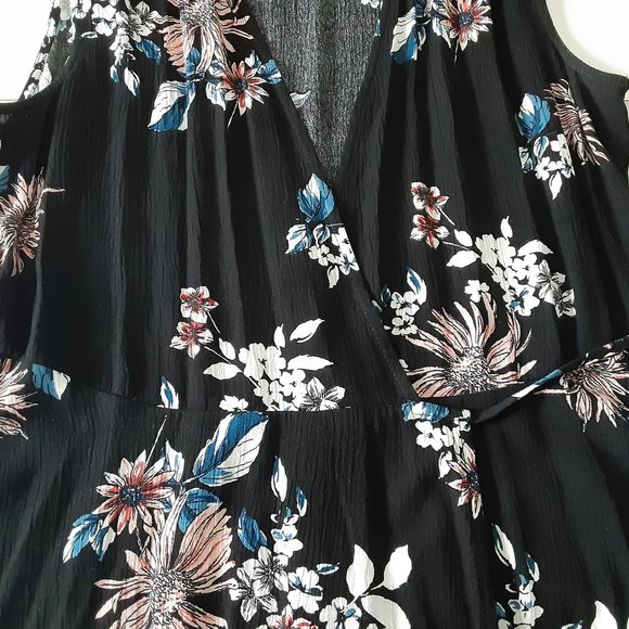 LULU'S | Midnight Floral Wrap Dress - Picture 9 of 10